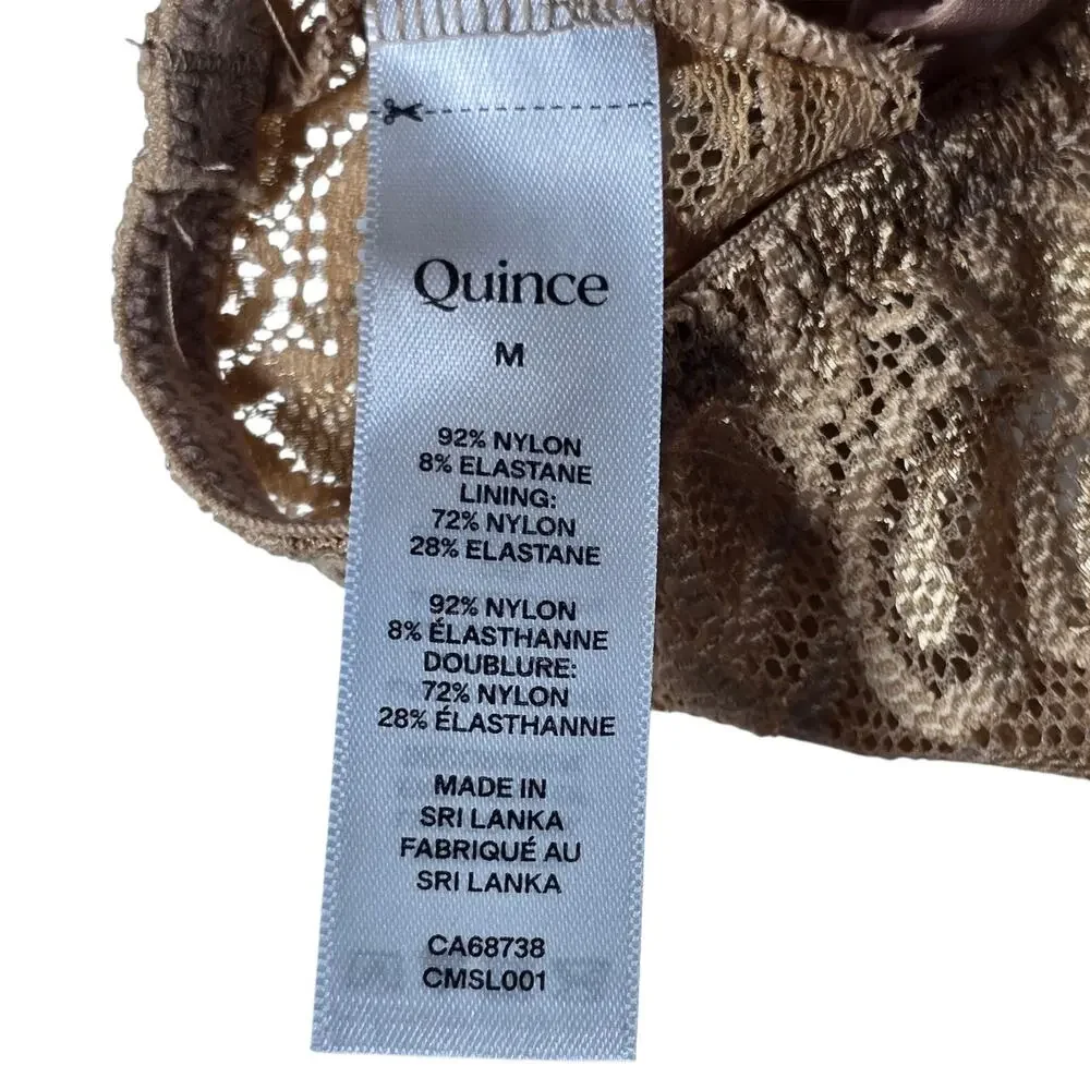 NEW Quince Stretch Lace Padded Triangle Bralette 2 Pack, Black/Clay Size Medium